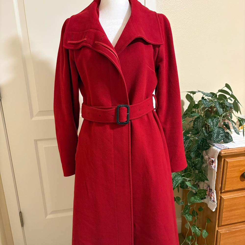 Burberry Red Wool Trench Coat